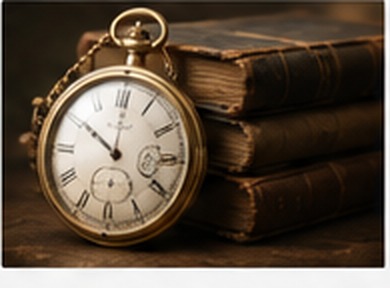 Vintage pocket watch and books